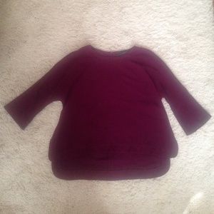 Zara Burgundy Side Slit Top